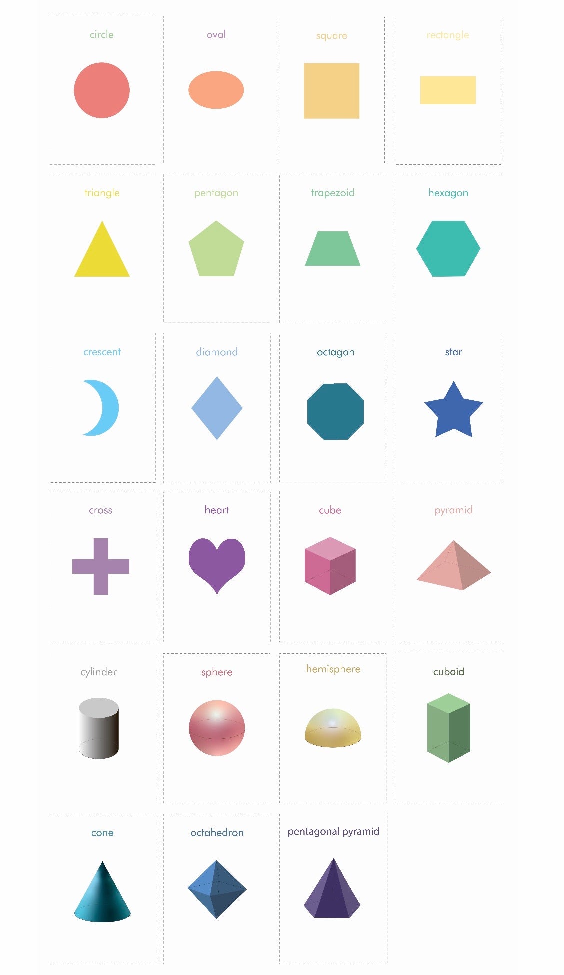 Shapes Flashcard with 3D dimensional (pdf download only)