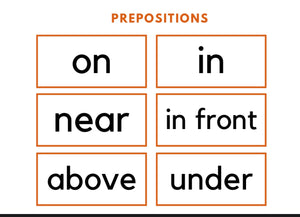 Preposition Sight Word Flashcards (downloadable file)