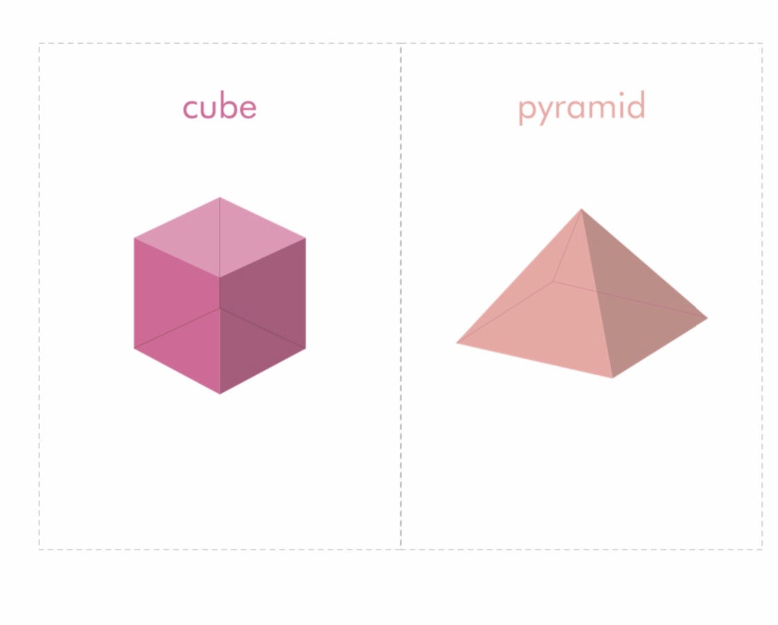 Shapes Flashcard with 3D dimensional (pdf download only)