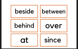 Preposition Sight Word Flashcards (downloadable file)