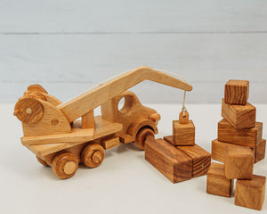 Wooden Crane Truck with 20 Blocks (case not included)